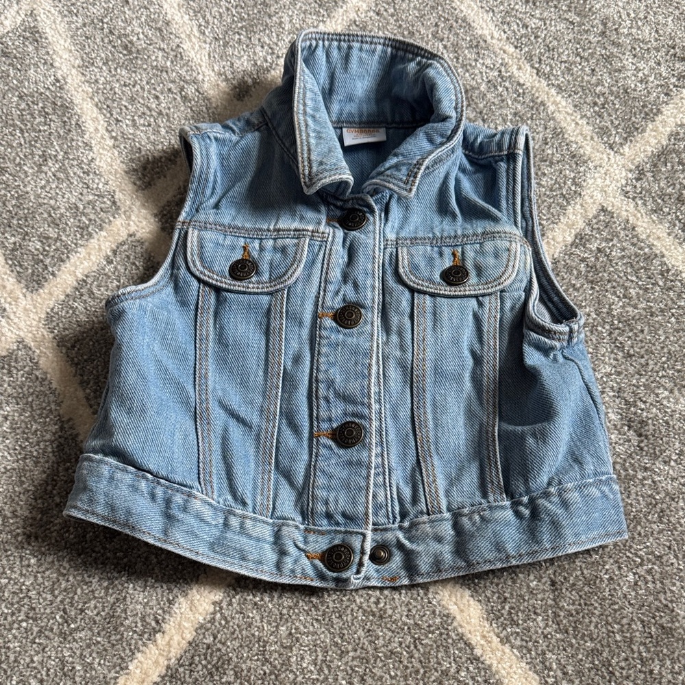 Gymboree Blue Denim Vest for Kids with Rainbow on back - Size 18-24 Months